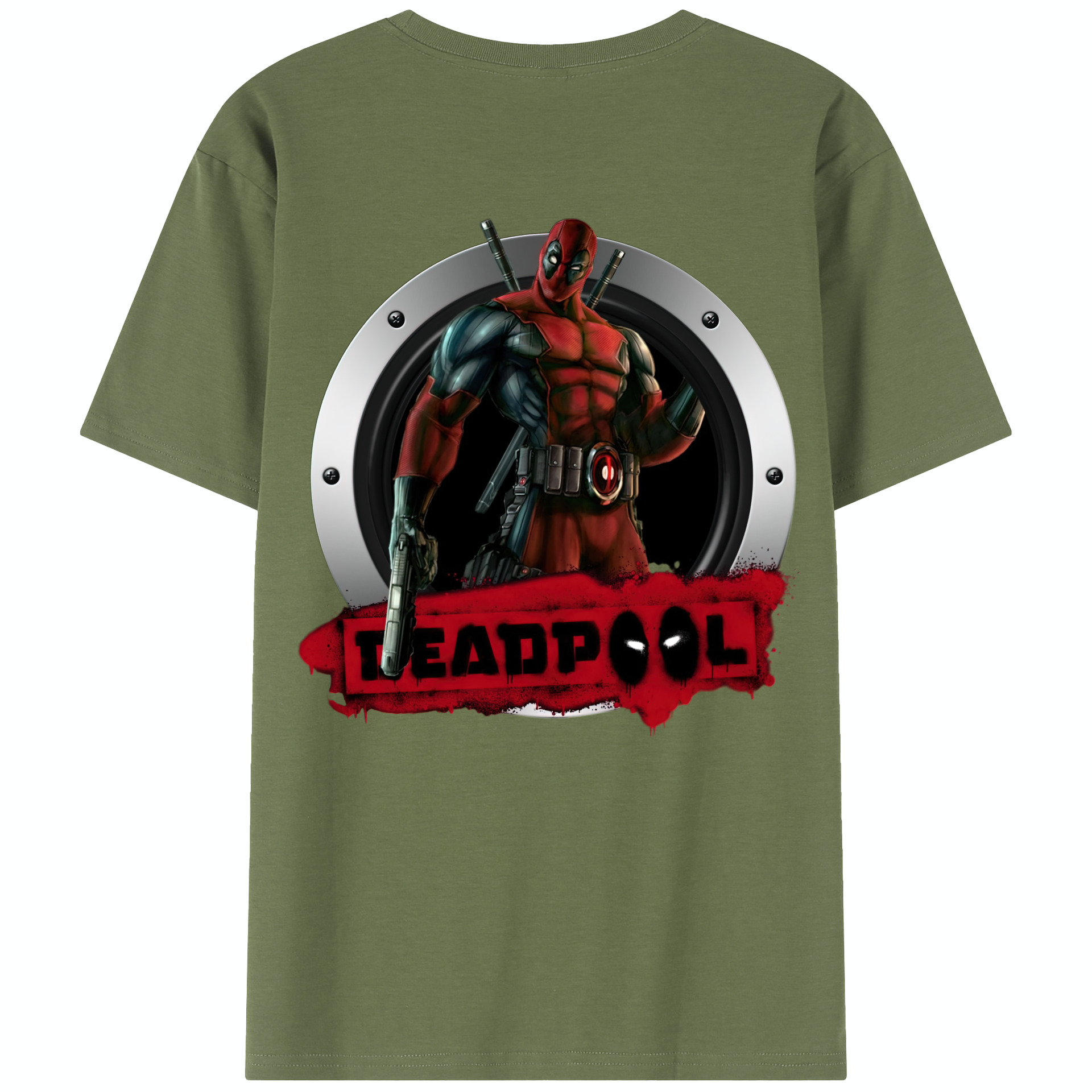 （画像用） Deadpool デッドプール 綿100％半袖Tシャツ（背面プリント）